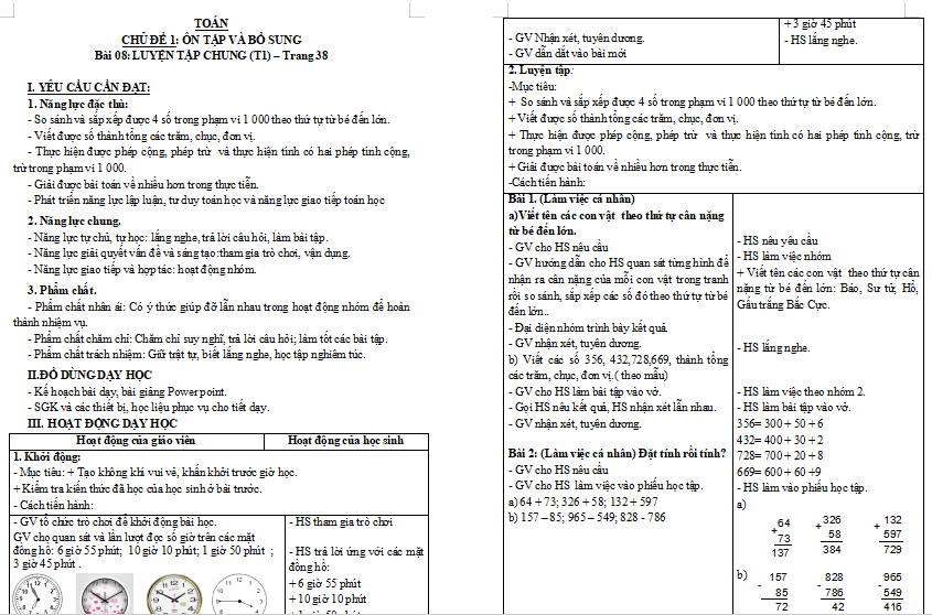 Bài 8: Luyện tập chung