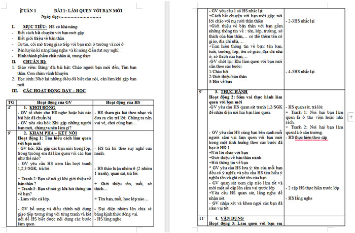 Hoạt động trải nghiệm 1 bài 1: Làm quen bạn mới
