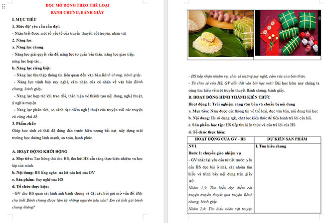 Giáo án Văn 6 Bánh chưng, bánh giầy