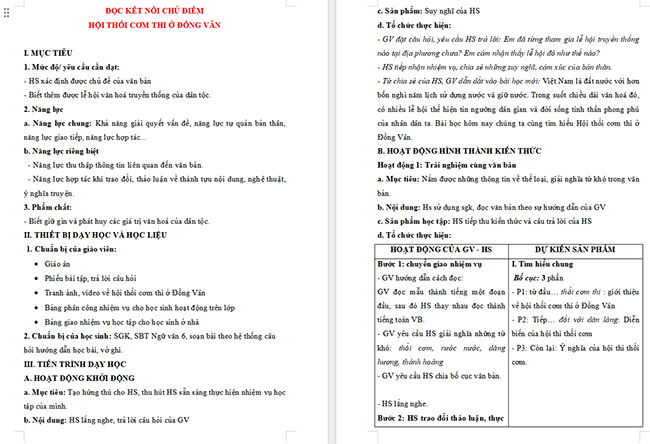 Giáo án Văn 6 Hội thổi cơm thi ở Đồng Vân