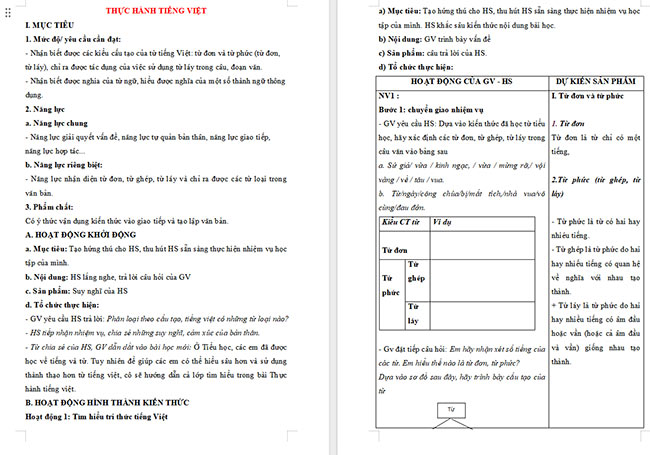 Giáo án Văn 6 Thực hành tiếng Việt