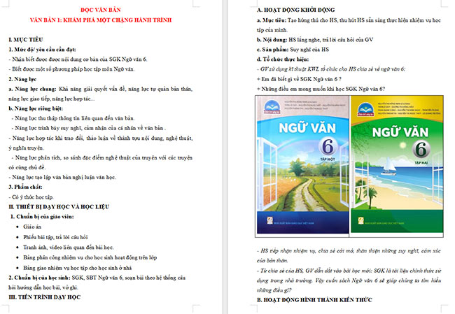 Giáo án Văn 6 Bài mở đầu: Khám phá một chặng hành trình