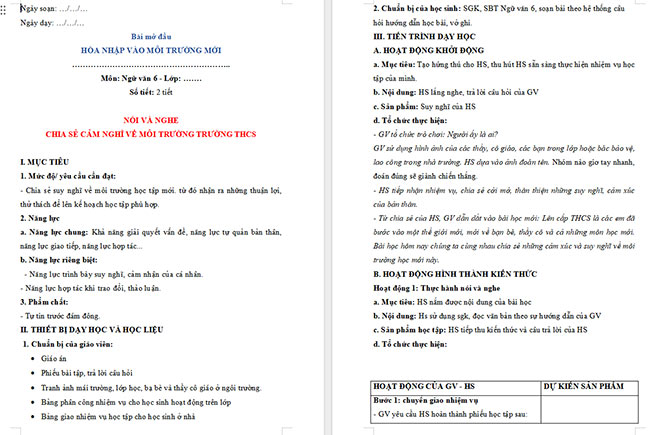 Giáo án Văn 6 Thảo luận nhóm nhỏ về một vấn đề cần có giải pháp thống nhất