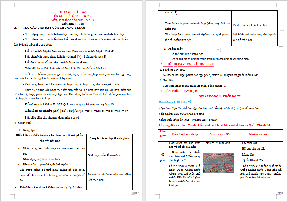 Toán 10 Bài tập cuối chương 1