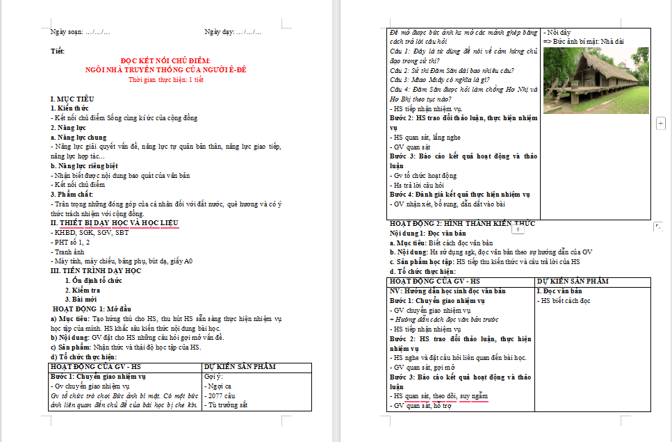 Giáo án PowerPoint Ngữ văn 10 Bài 2: Ngôi nhà truyền thống của người Ê-Đê