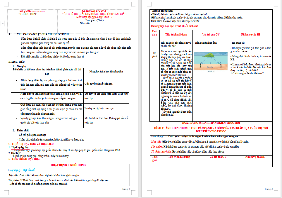 PowerPoint Toán 10 Bài 2: Giải tam giác Tính diện tích tam giác