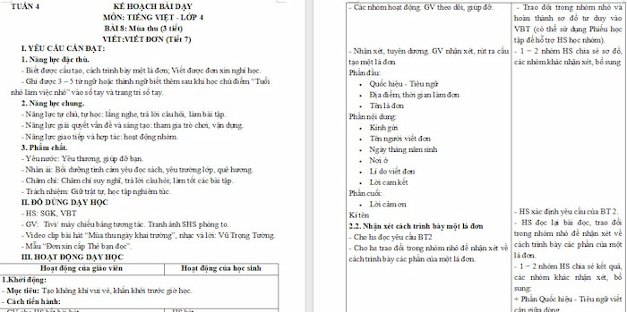 Giáo án Tiếng Việt 4: Viết đơn