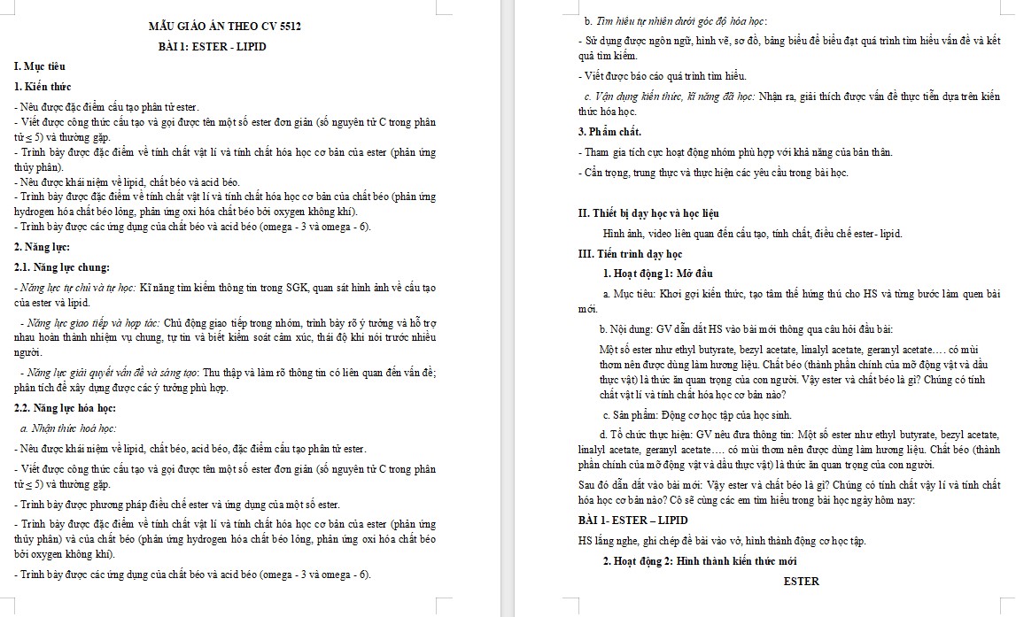 Kế hoạch bài dạy Hóa 12 KNTT Bài 1