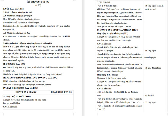 Giáo án Tiếng Việt 4 Kể chuyện Làm chị