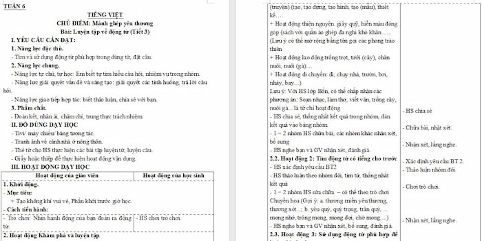 Giáo án Tiếng Việt 4: Luyện tập về động từ