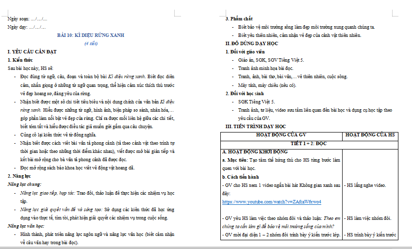 Bài 10: Kì diệu rừng xanh