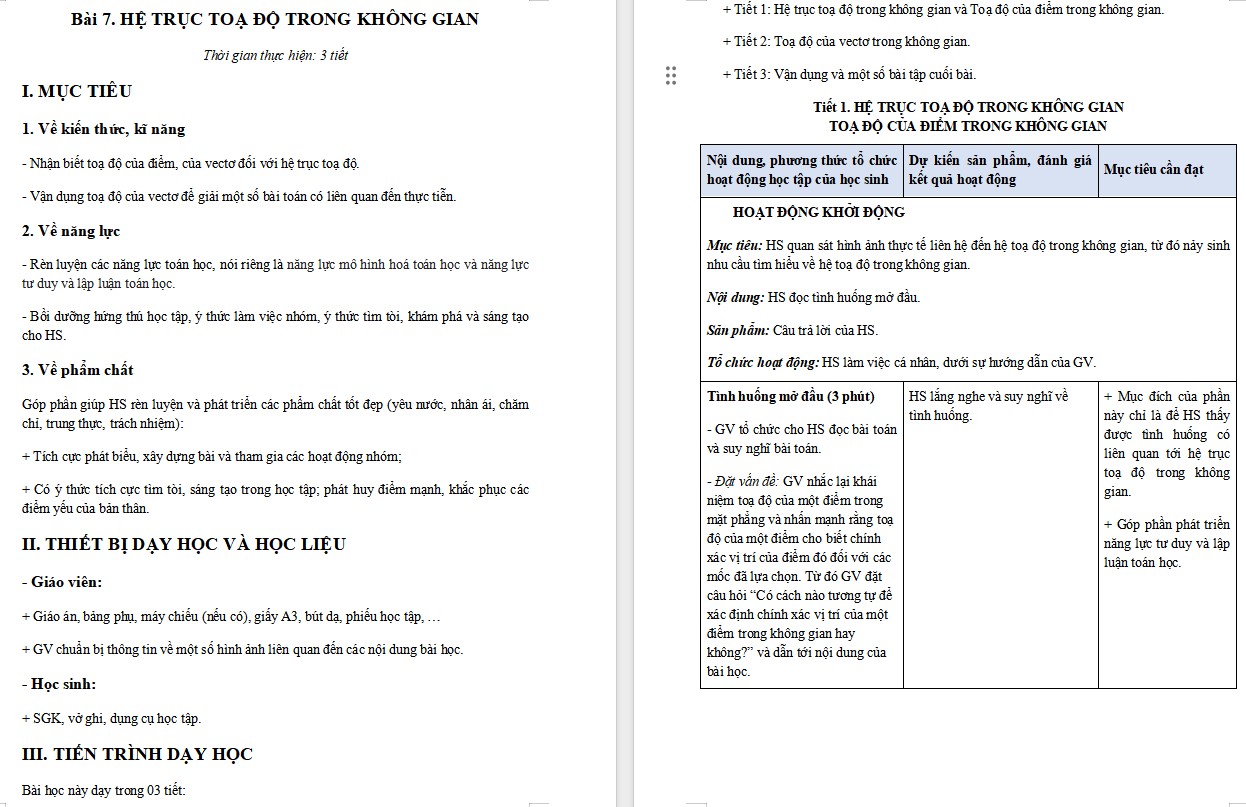 Kế hoạch bài dạy Toán 12 KNTT Bài 7