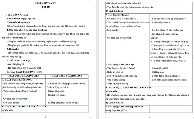 Giáo án Tiếng Việt 5 Đại từ