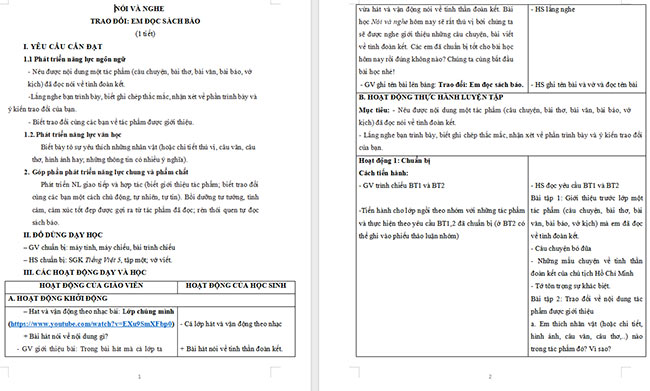 Giáo án Tiếng Việt 5 Trao đổi Em đọc sách báo