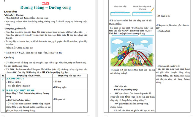 Giáo án Toán 2 Đường thẳng - Đường cong