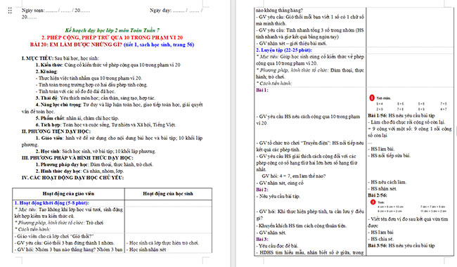 Giáo án Toán 2 Em làm được những gì trang 56