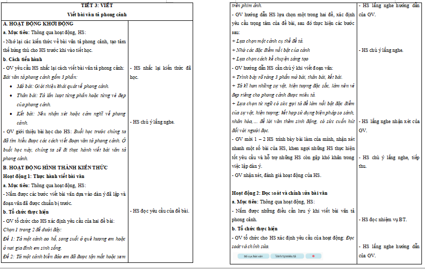 Giáo án Tiếng Việt lớp 5 Bài 15: Viết bài văn tả phong cảnh