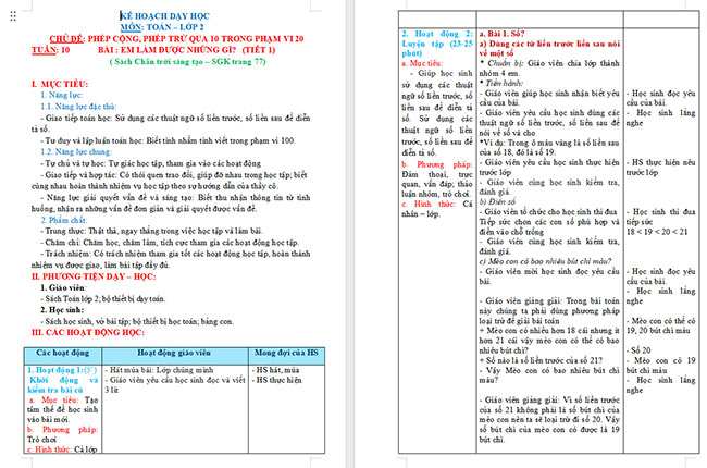 Giáo án Toán 2: Em làm được những gì trang 77