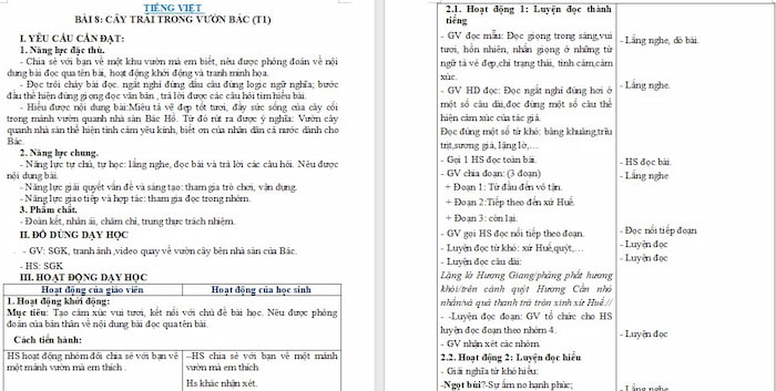 Giáo án Tiếng Việt 4: Cây trái trong vườn Bác