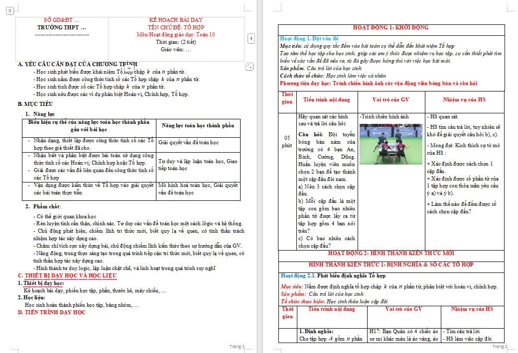 PowerPoint Toán 10 Bài 3: Tổ hợp