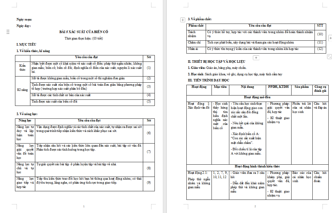 PowerPoint Toán 10 Bài 5: Xác suất của biến cố
