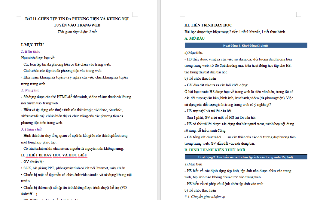 Chèn tệp tin đa phương tiện và khung nội tuyến vào trang web