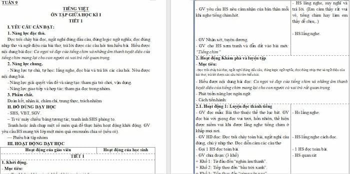 Giáo án Tiếng Việt 4: Ôn tập giữa kì 1 Tiết 1