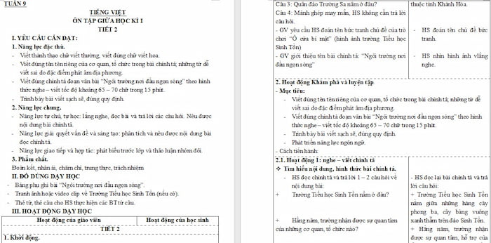 Giáo án Tiếng Việt 4: Ôn tập giữa kì 1 Tiết 2, 3