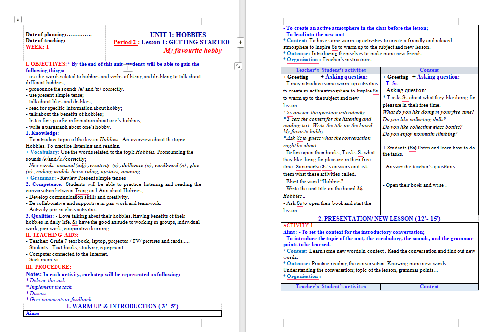  PowerPoint Tiếng Anh 7 Unit 1: Getting Started 