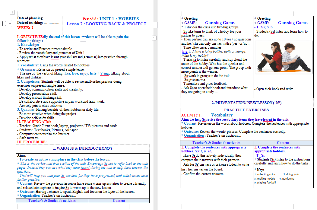  PowerPoint Tiếng Anh 7 Unit 1: Looking Back 
