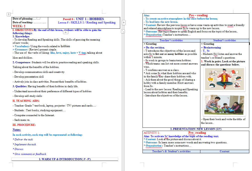 PowerPoint Tiếng Anh 7 Unit 1: Skills 1
