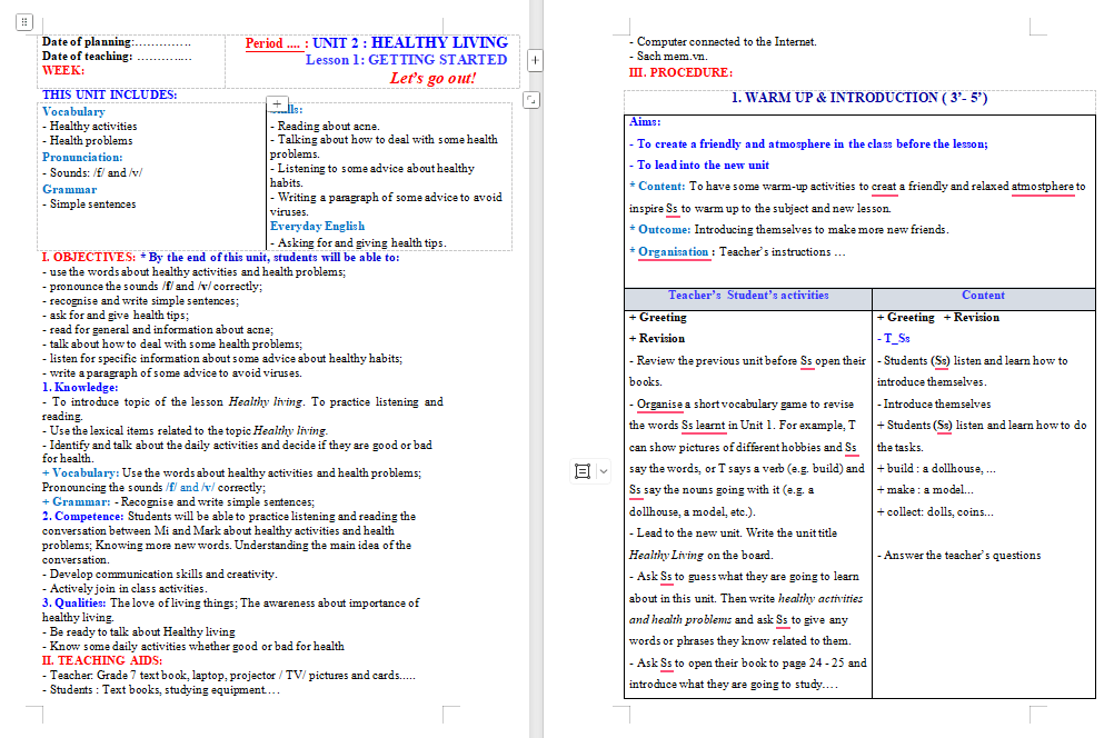  PowerPoint Tiếng Anh 7 Unit 2: Getting Started 