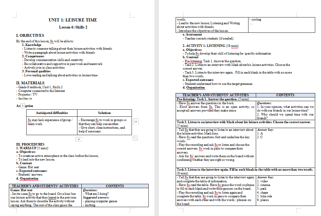 PowerPoint Tiếng Anh 8 Unit 1: Skills 2