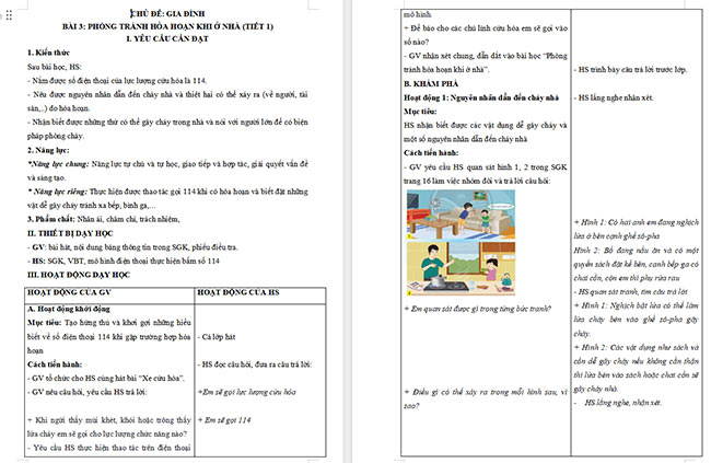 Giáo án Tự nhiên và xã hội 3 Phòng tránh hỏa hoạn khi ở nhà