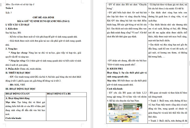 Giáo án Tự nhiên và xã hội 3 Giữ vệ sinh xung quanh nhà