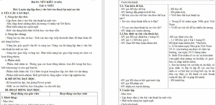Giáo án Tiếng Việt 4: Luyện tập lập dàn ý cho bài văn thuật lại một sự việc