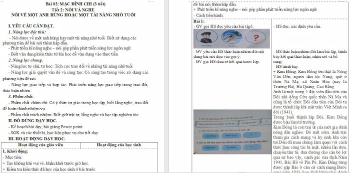Giáo án Tiếng Việt 4: Nói về một anh hùng hoặc một tài năng nhỏ tuổi