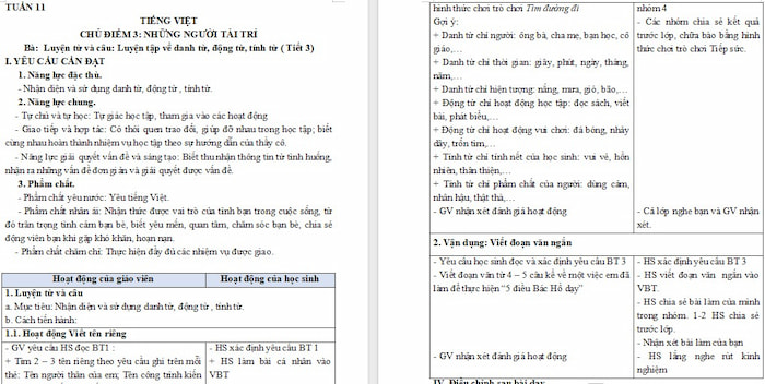 Giáo án Tiếng Việt 4: Luyện tập về danh từ, động từ, tính từ