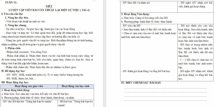 Giáo án Tiếng Việt 4: Luyện tập viết bài văn thuật lại một sự việc