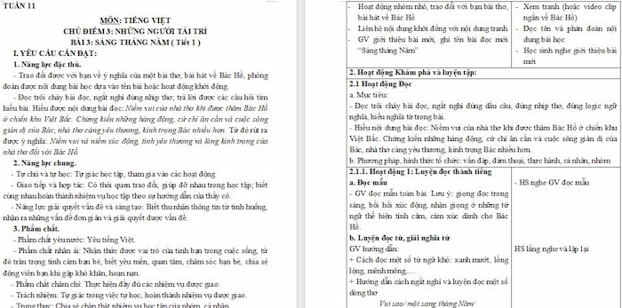 Giáo án Tiếng Việt 4: Sáng tháng Năm