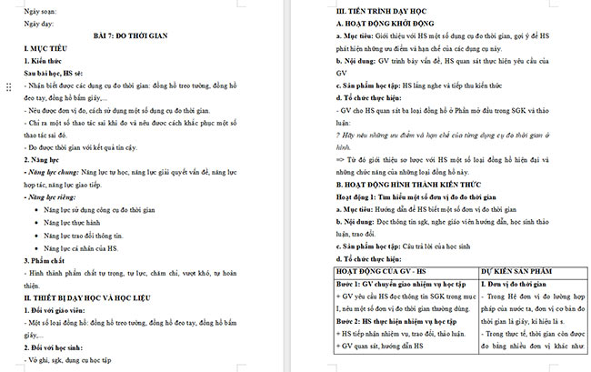 Giáo án Khoa học tự nhiên 6 Đo thời gian