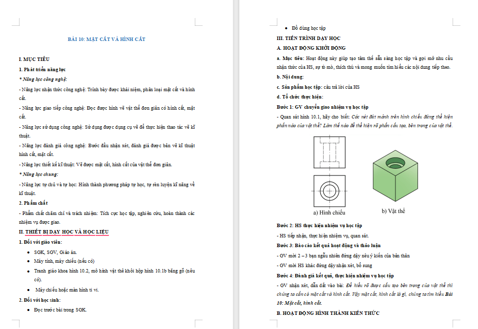  Mặt cắt và hình cắt