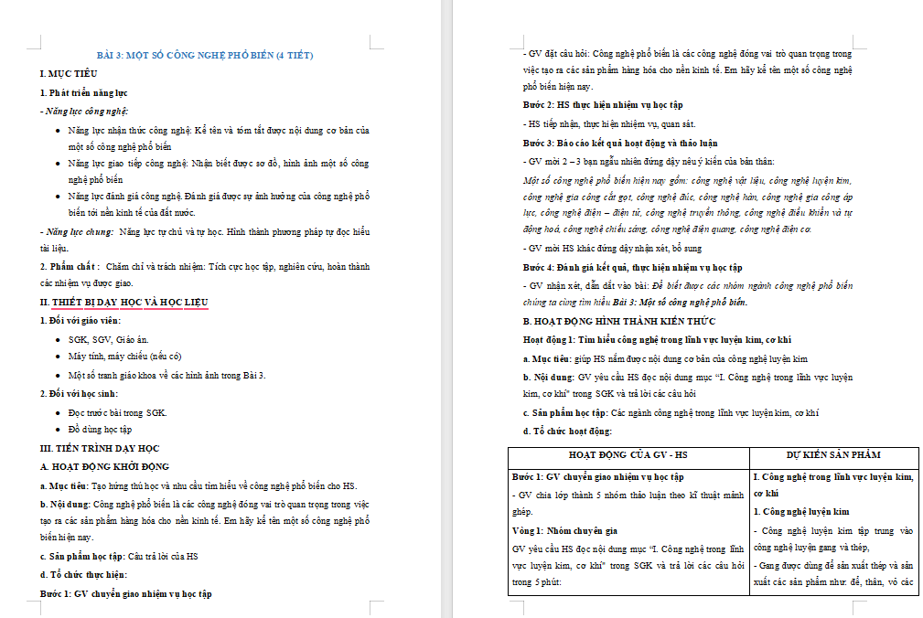  Một số công nghệ phổ biến