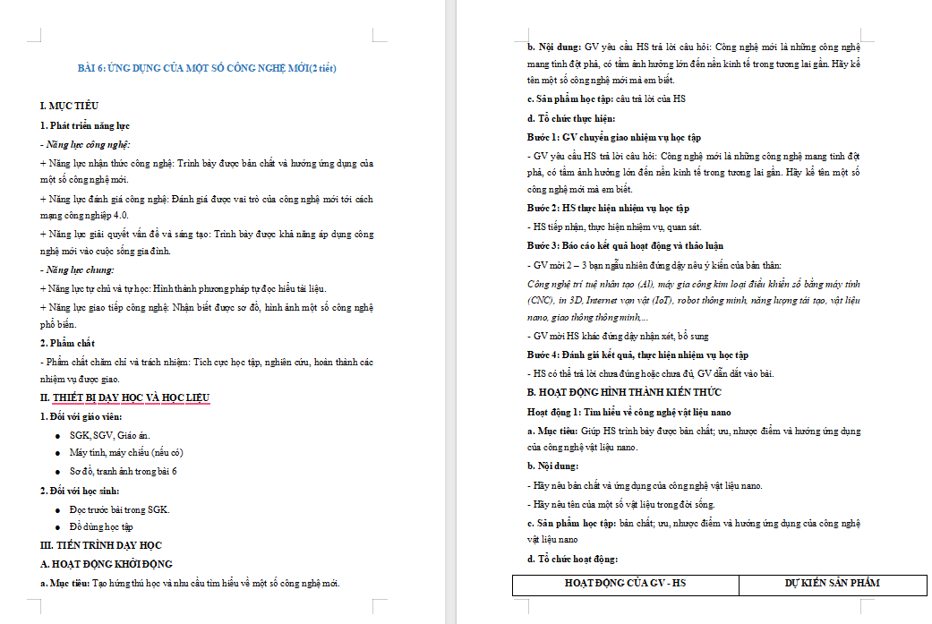  Ứng dụng của một số công nghệ mới