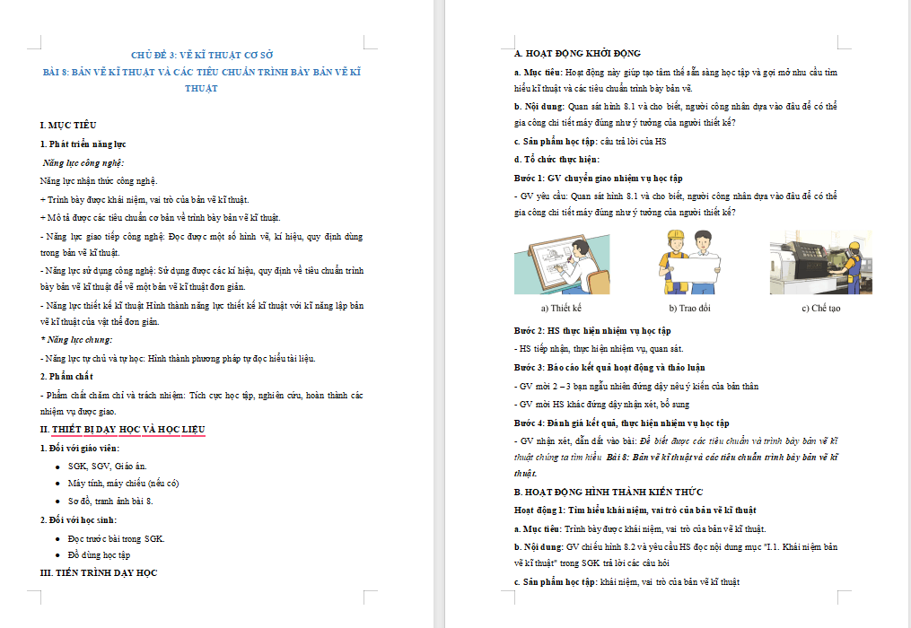  Bản vẽ kĩ thuật và các tiêu chuẩn trình bày bản vẽ kĩ thuật