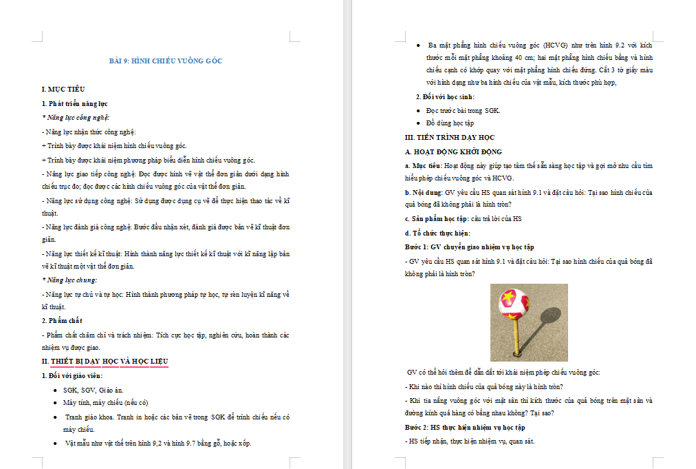  Hình chiếu vuông góc