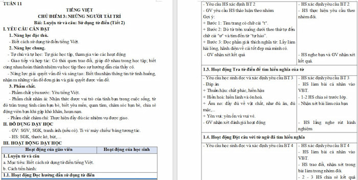 Giáo án Tiếng Việt 4: Sử dụng từ điển