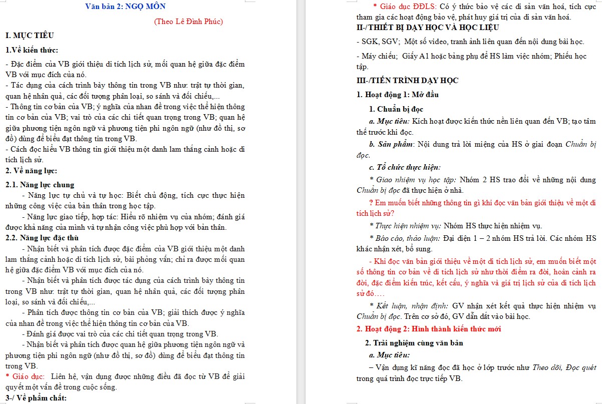Giáo án Ngọ Môn Ngữ văn 9 CTST