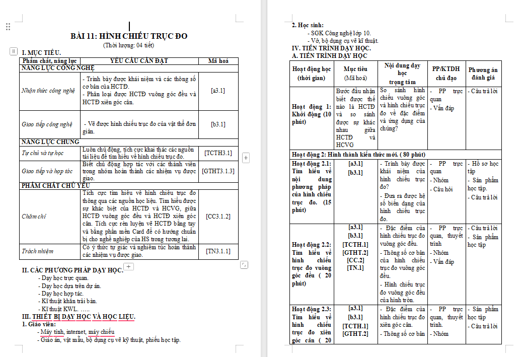 PowerPoint Công nghệ 10 Bài 11: Hình chiếu trục đo