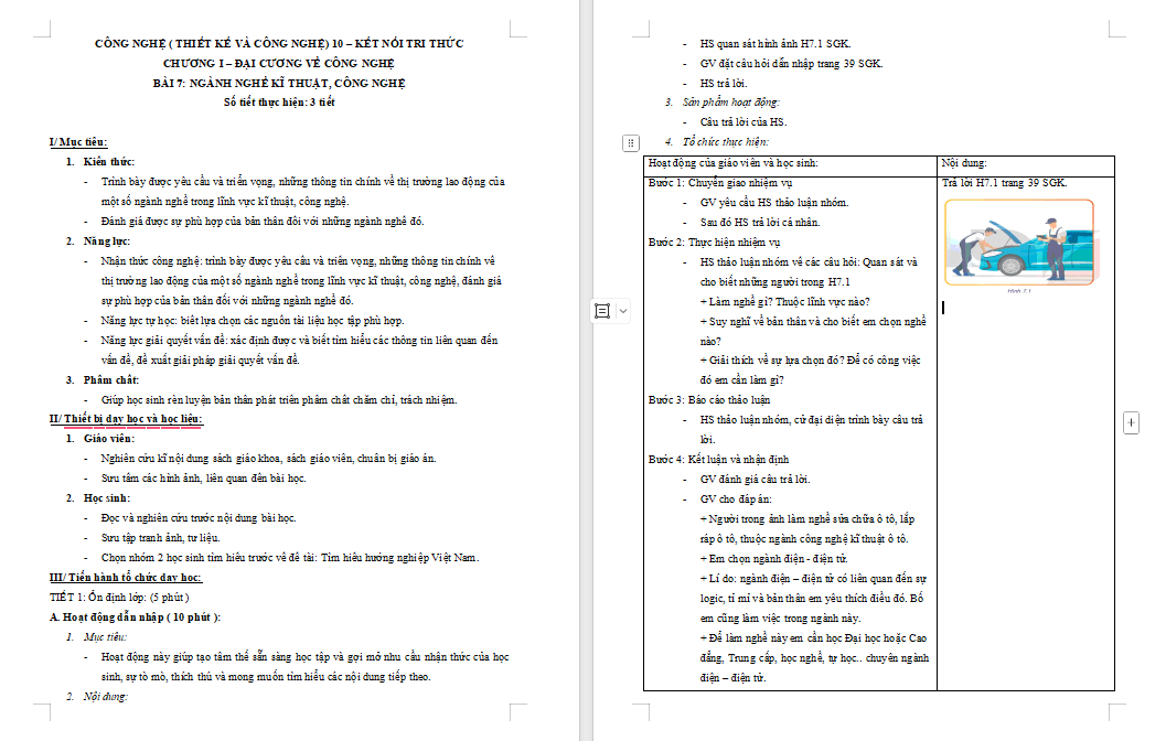 PowerPoint Công nghệ 10 Bài 7: Ngành nghề kĩ thuật công nghệ